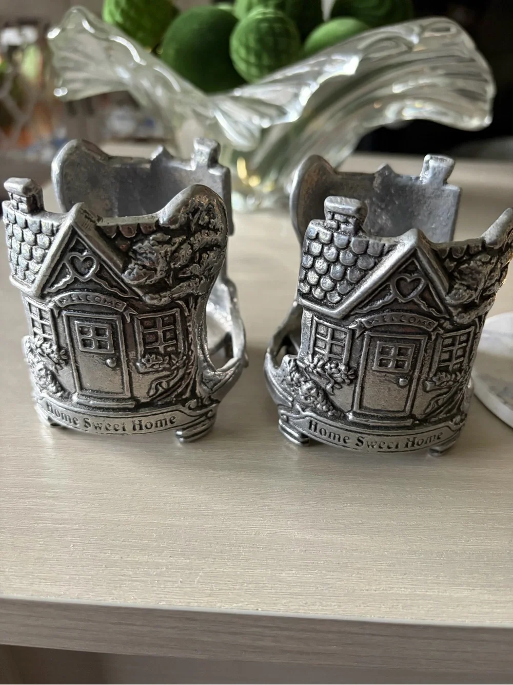 Home Sweet Home Pewter Candle Holder (Candle not included)